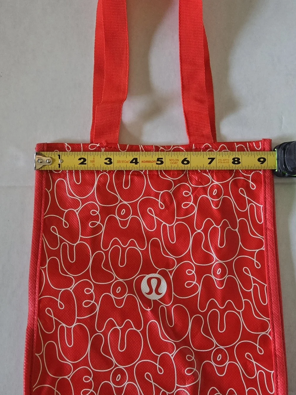lululemon athletica Red Tote with White Abstract Logo Print